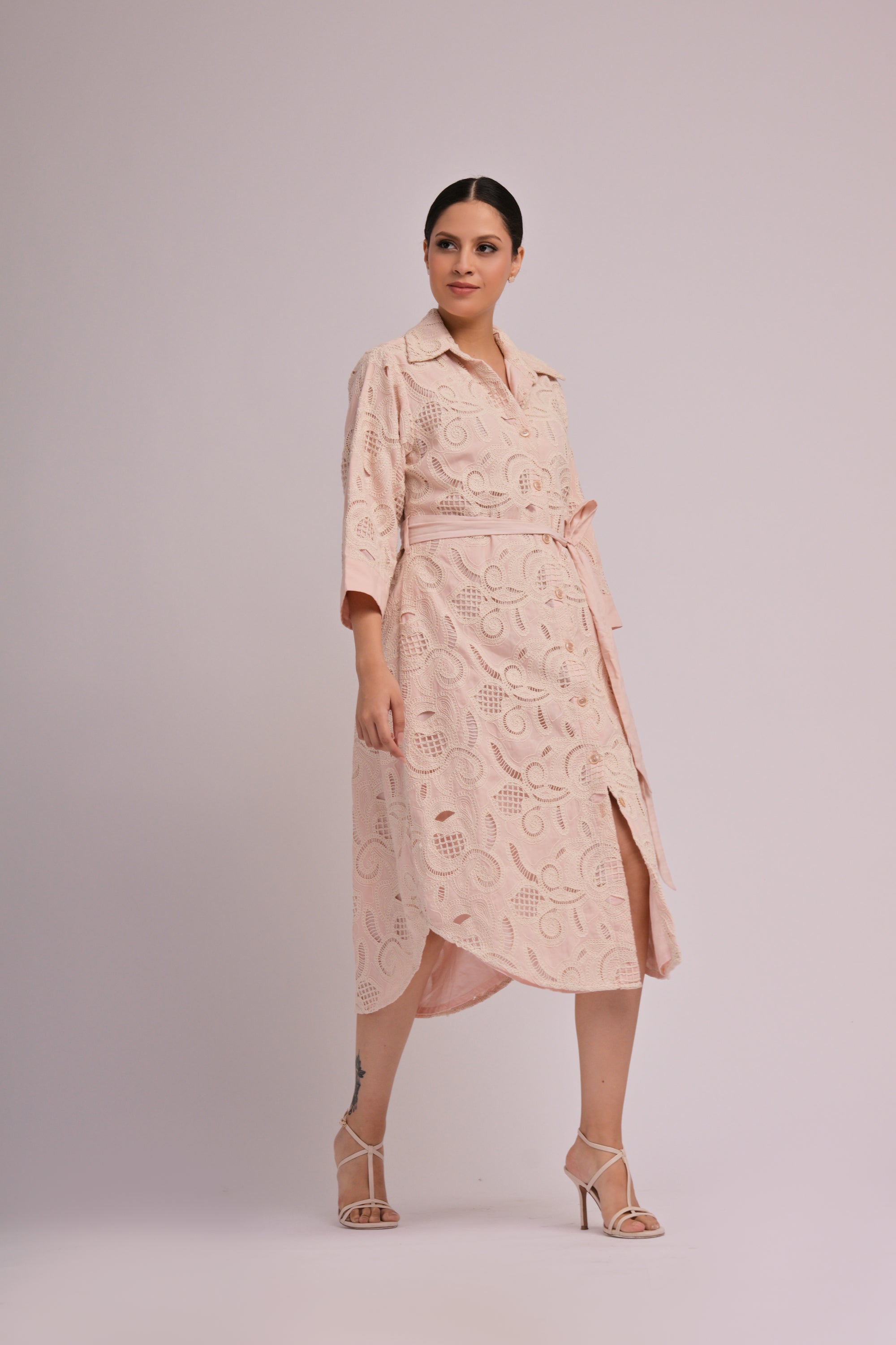 Blush Grace Embroidered Midi Dress