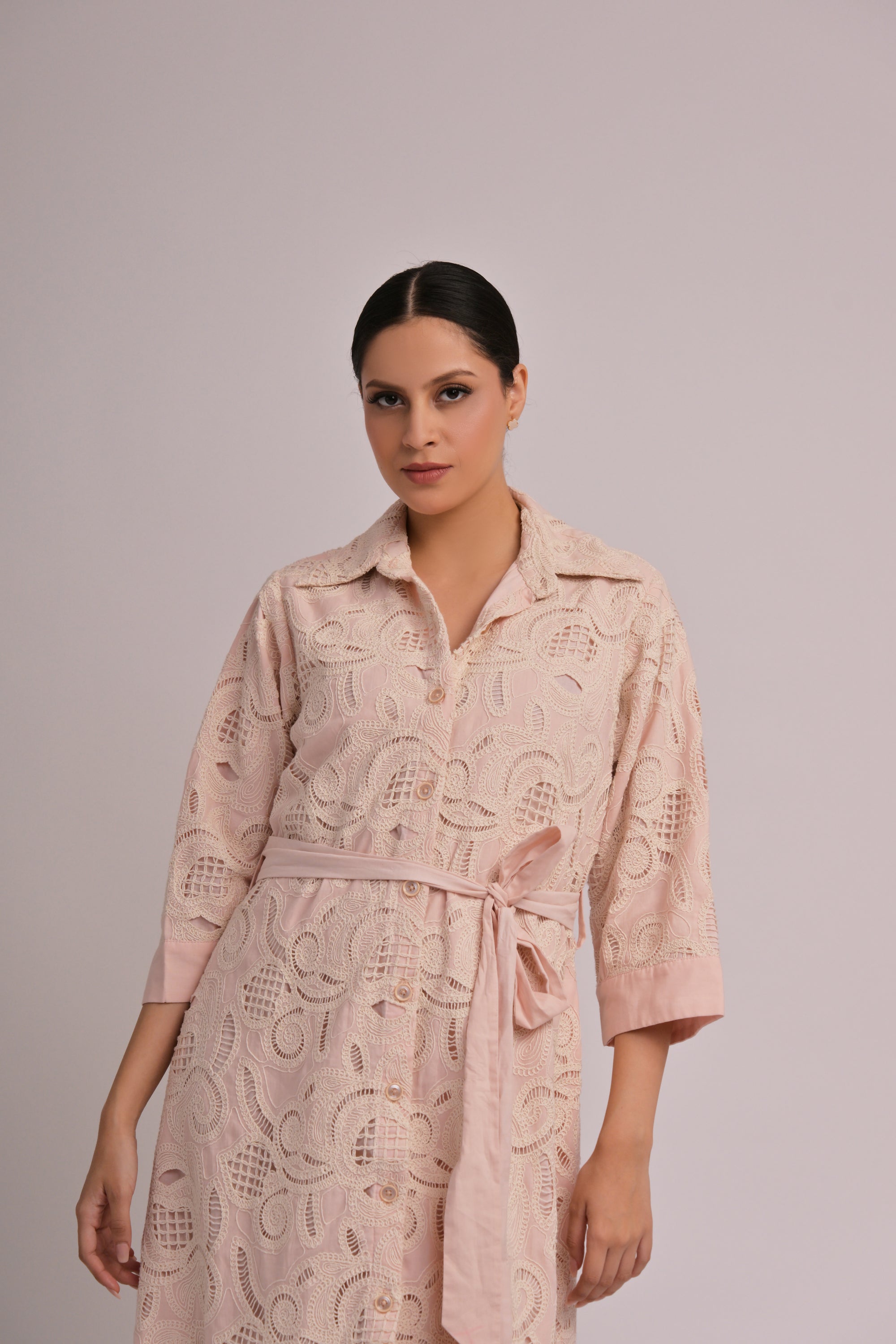 Blush Grace Embroidered Midi Dress