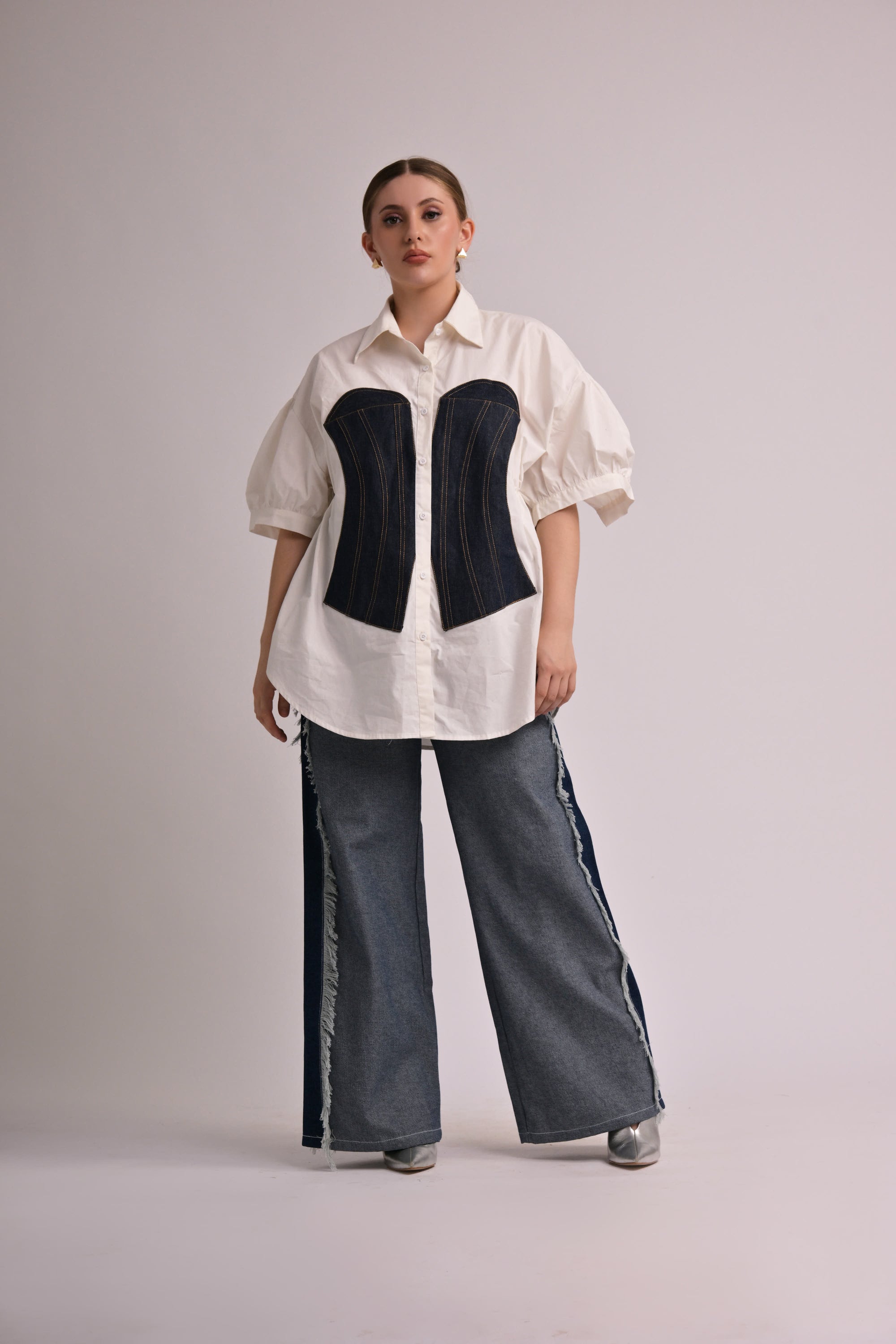 Denim Touch Half-Sleeve Shirt