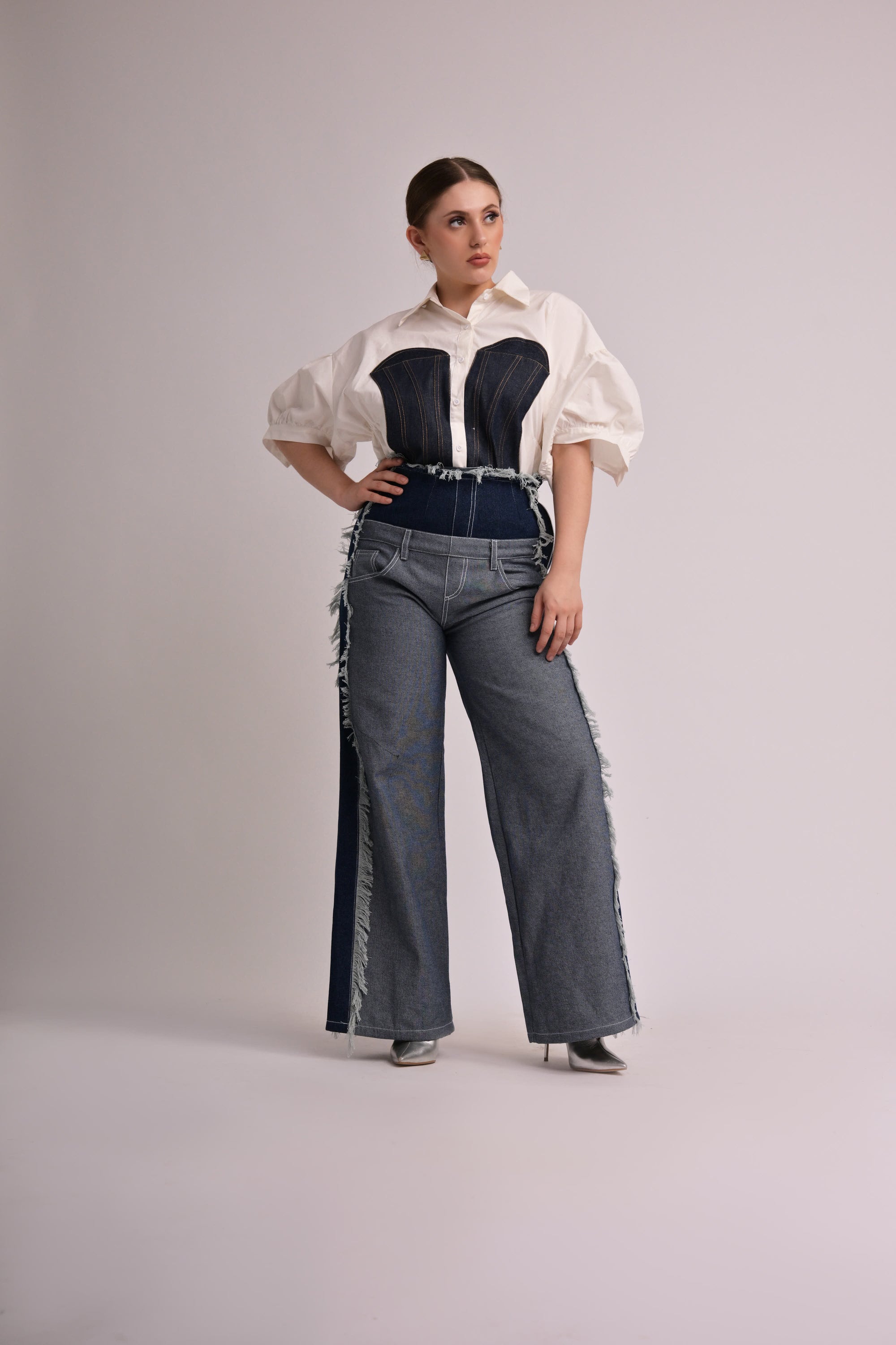 Denim Touch Half-Sleeve Shirt