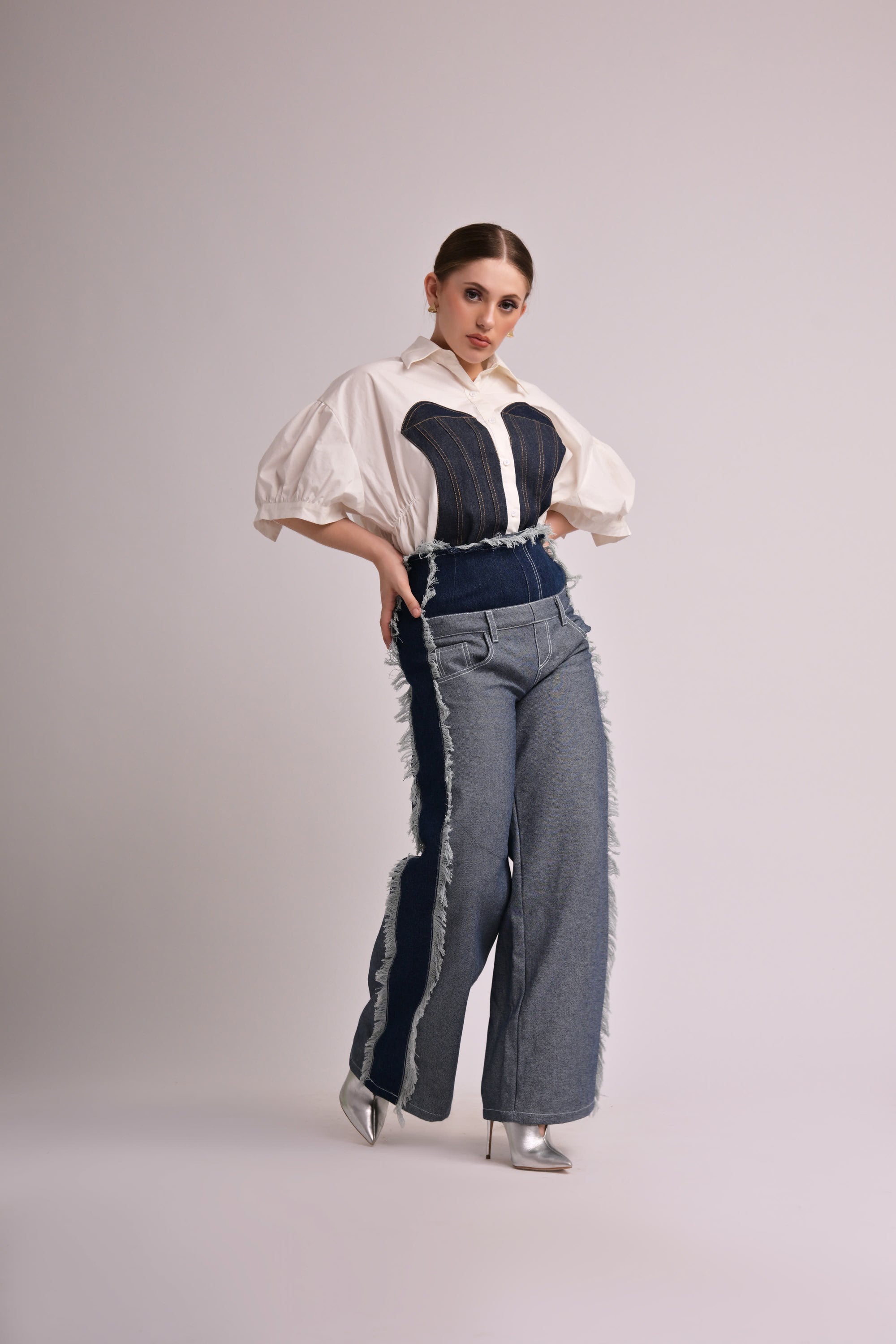 Denim Touch Half-Sleeve Shirt