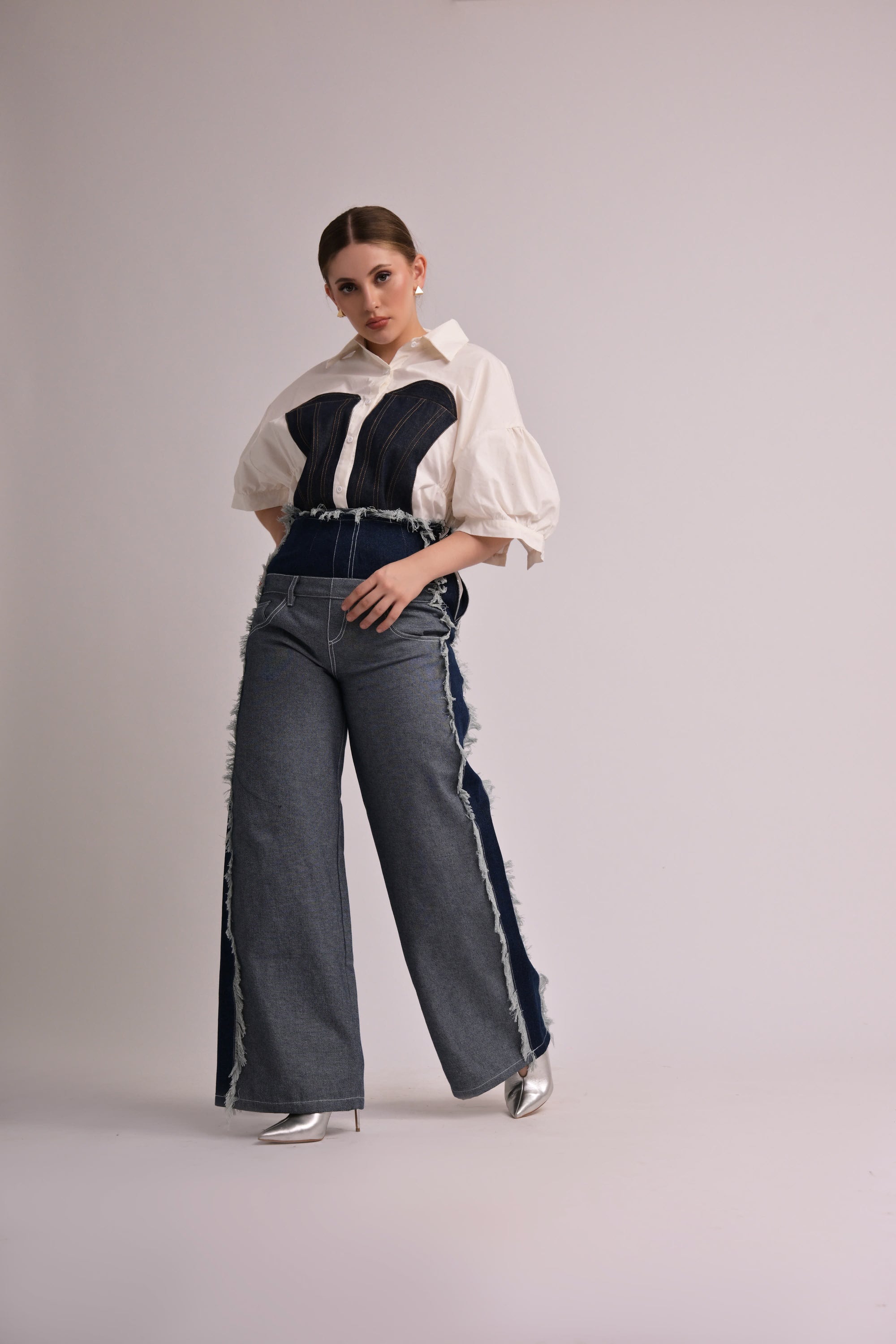 Denim Touch Half-Sleeve Shirt