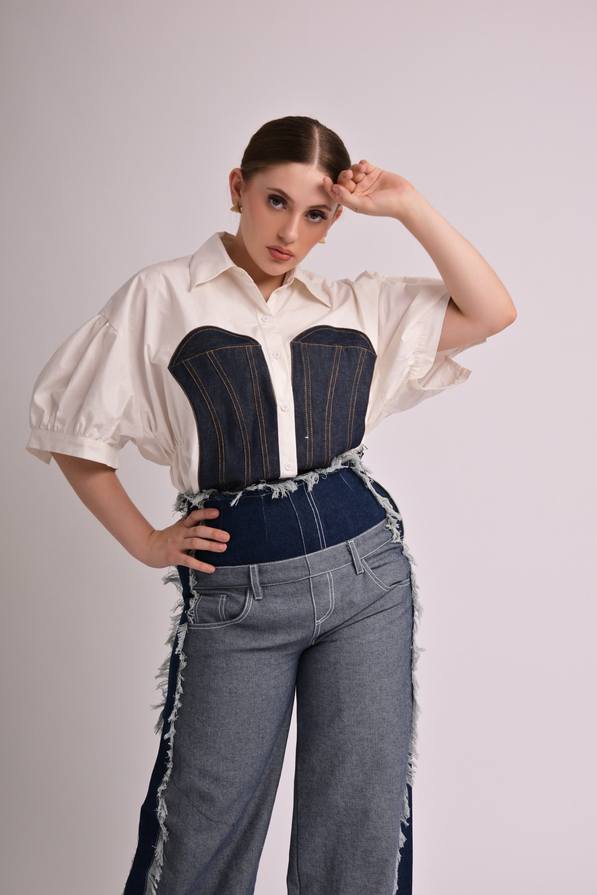 Denim Touch Half-Sleeve Shirt