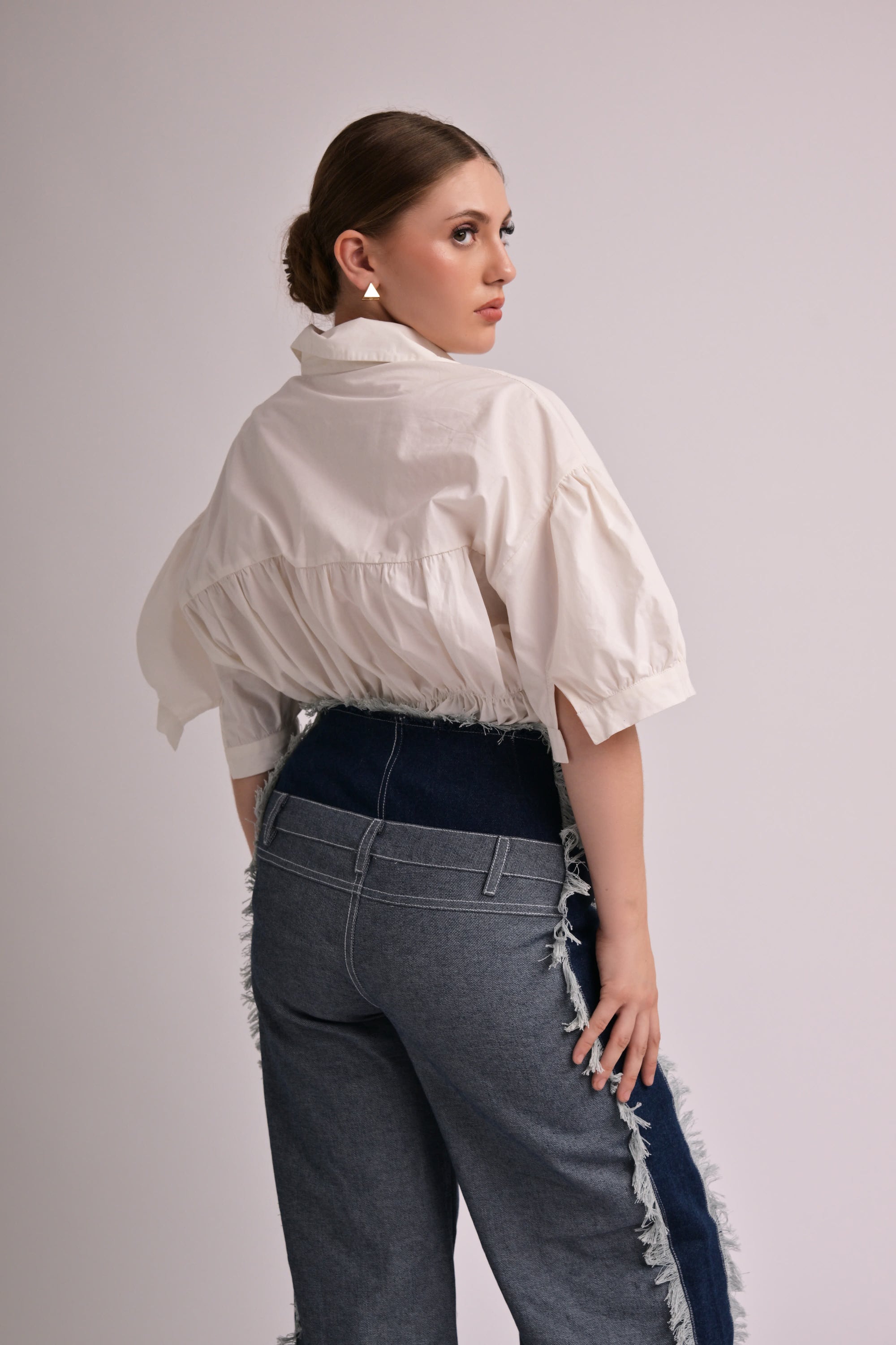 Denim Touch Half-Sleeve Shirt