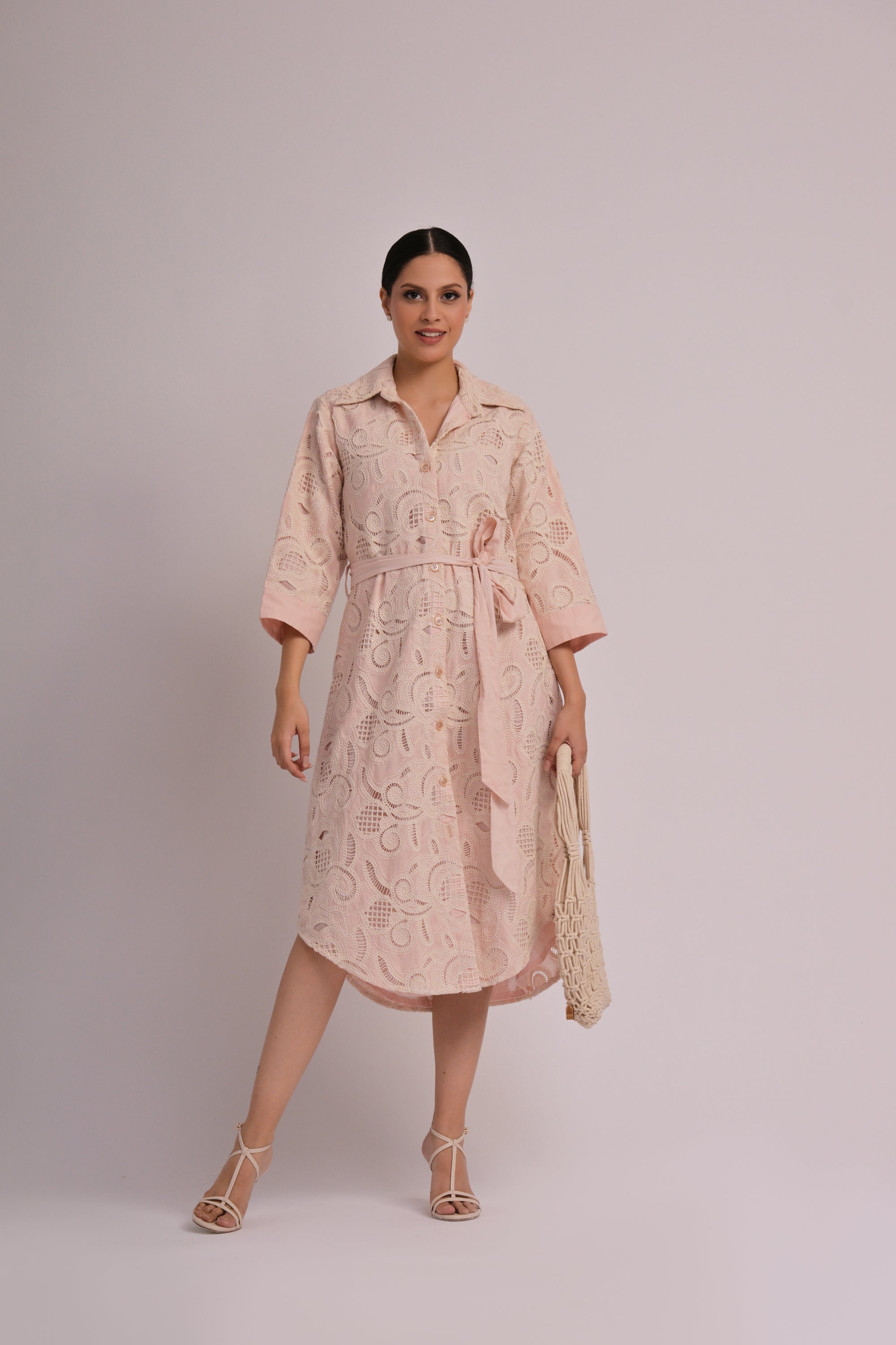 Blush Grace Embroidered Midi Dress