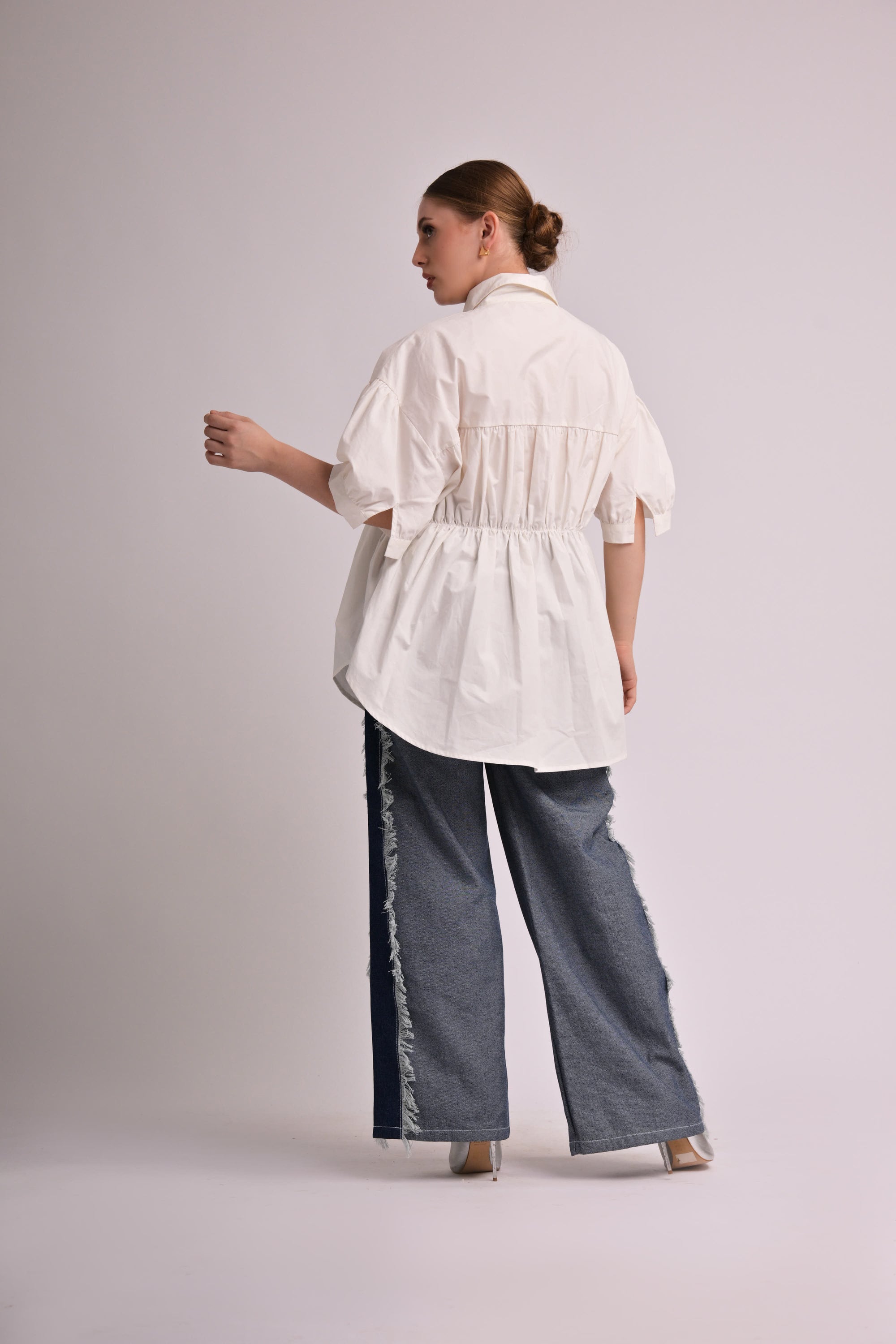 Denim Touch Half-Sleeve Shirt